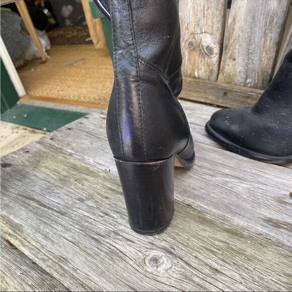 HGA Italian black heeled leather boots with fur lining size 7 - Picture 5 of 10